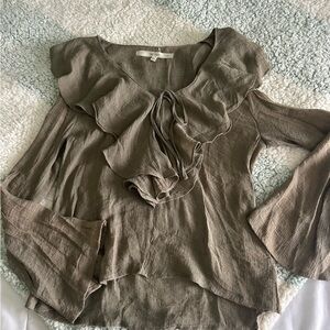 Green Ruffled Long Sleeve